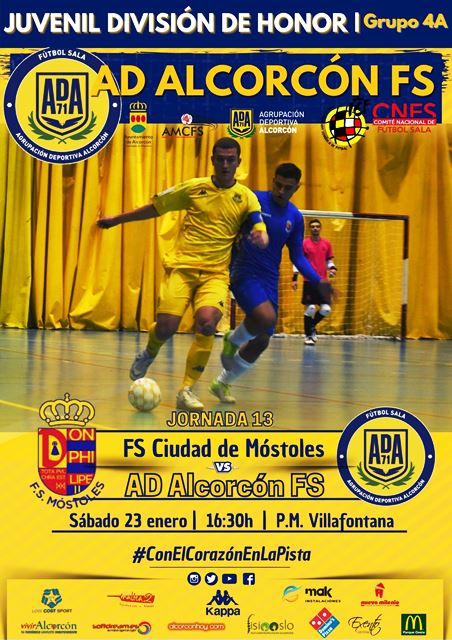 Ciudad de Mostoles y Ciudad de Alcorcón, derbi sureño en la categoría D.H. Juvenil de fútbol sala.
